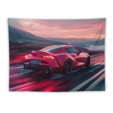 Imagem de HouLaiZhe Tapeçaria de carro Sup Jdm carro esportes velocidade legal pendurar na parede quarto decoração de casa tapeçarias estética piquenique decoração de parede arte de parede para dormitório sala