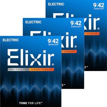 Imagem de Elixir Cordas para guitarra elétrica NANOWEB Super Leve .009-.042#12002 Conjunto de 3