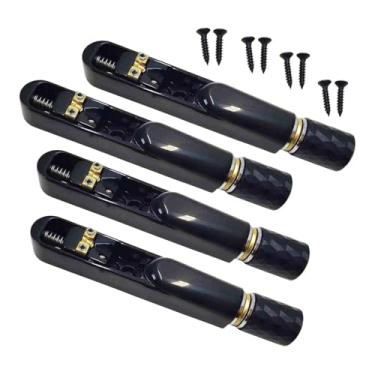 Imagem de Colaxi Kit de ponte headless para guitarra com tailpiece e chave de instalação. Fácil instalação. Peças para guitarra, instrumentos musicais e acessórios, Preto 4 Cordas