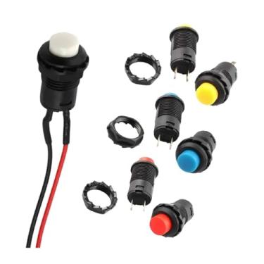 Imagem de Mini interruptor de botão de pressão DS-427 DS-428 Auto-Bloqueio Auto-Reset 12 mm Momentâneo com Cabo 20 cm (Amarelo, Auto Reset_5PCS)
