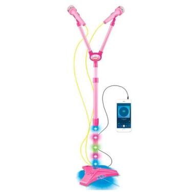 Imagem de Microfone Musical Infantil Duplo C/Luzes Rosa Importway BW140RS