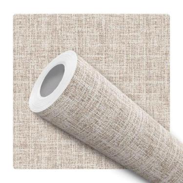 Imagem de Papel de Parede Adesivo Bege Efeito Tecido Linho Moderno Quarto Sala 1