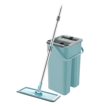 Imagem de Flat Mop 2 Refis Microfibra Rodo Mágico Lava e Seca com Balde Esfregão Sortido