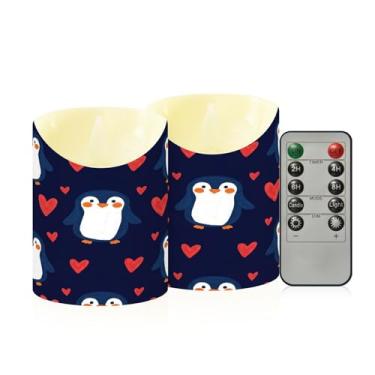 Imagem de Wassud Pacote com 2 velas de pinguins sem chama com controle remoto, velas realistas cintilantes com temporizador, velas decorativas para Natal, casamento, festa, decoração de casa pequena