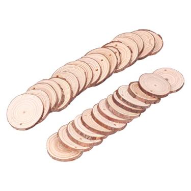 Imagem de HEEPDD Madeira Inacabada Discos Redondos Inacabados de 7 Cm para Artesanato DIY, Decoração de Casa e Peças Centrais de Casamento Círculos de Madeira 30 Peças Fatias de de Pinho 4 para Artesanato