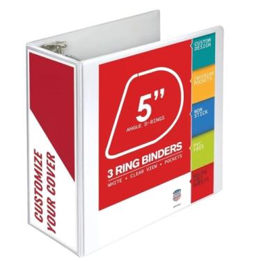 Imagem de Fichário com 3 argolas, fichário profissional em D de 12 cm, pasta de apresentação para páginas padrão 21 x 28 cm com bolsos, branco transparente (1 pacote)
