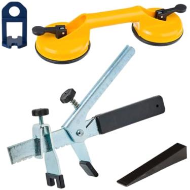 Imagem de Ventosa Dupla Para Vidro Mármore Metal Piso + Nivelador 100 Un + Cunha Plástica 50 Un + Alicate de Aço