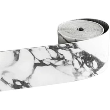 Imagem de Acabamento flexível de moldagem de rodapé, adesivos de borda de parede de mármore 10 cm x 40 cm, base de parede de vinil autoadesivo para sala de estar, banheiro, cozinha, azulejos, com fundo de