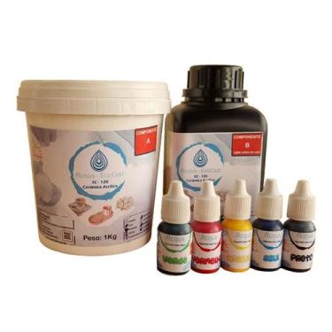 Imagem de Kit Ecocast 1,4kg com 5 Pigmentos para Artesanato - Resina Base Água -