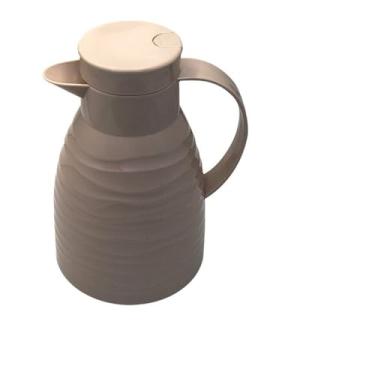 Imagem de Garrafa Térmica 1 Litro, Bege e Cinza, com Alça e Tampa