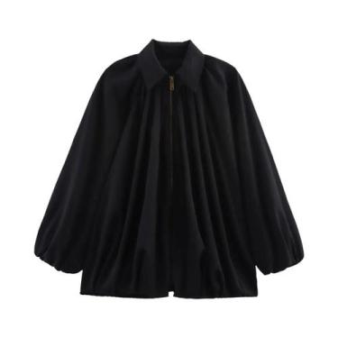 Imagem de Jaqueta Bomber Feminina Oversized Macia Com Manga Longa Estilo Lantern