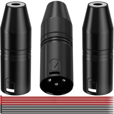 Imagem de MKBKLLJY 3 peças XLR para adaptador de 3,5 mm estéreo TRS mini conector fêmea para microfone XLR macho de 3 pinos, conversor de áudio, plugue de 3 polos com abraçadeira, para amplificador