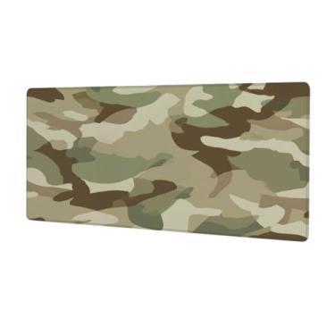 Imagem de Tapete de rato abstrato camuflado verde grande à prova d'água tapete protetor de mesa estendido para computador, base de borracha antiderrapante para escritório, computador, teclado, laptop e mesa de