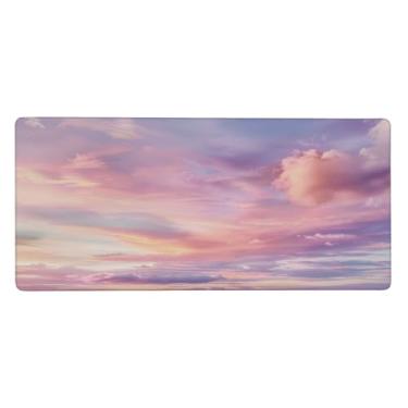 Imagem de hongjinglin Tapete de rato rosa grande céu nuvem impermeável computador protetor de mesa tapete antiderrapante base de borracha mousepad para escritório, computador, teclado, laptop e mesa de casa