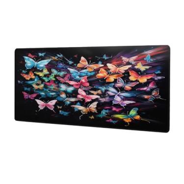Imagem de Tapete de rato colorido borboleta animal grande impermeável tapete protetor de mesa estendido para computador tapete de base de borracha antiderrapante para escritório, computador, teclado, laptop e