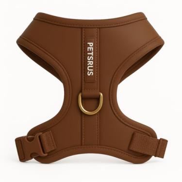 Imagem de Peitoral para cães premium, sem puxão, ajustável, de neoprene, respirável, leve, pequeno, médio, confortável, 2 clipes de coleira para caminhada e controle (bronze marrom dourado, PPP)