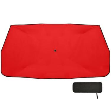 Imagem de Toldos de carro vermelhos fortes para proteção de isolamento térmico de para-brisa toldo de carro dobrável guarda-chuva de para-brisa, capa de janela para carro