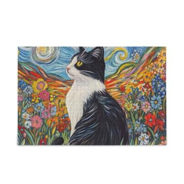 Imagem de Quebra-cabeça de madeira e papel de gato preto e branco com 1000 peças com bolsa de armazenamento para adolescentes