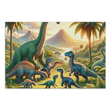 Imagem de Quebra-cabeça com 1000 peças, dinossauro, família, educação e aprendizagem, para adultos e adolescentes