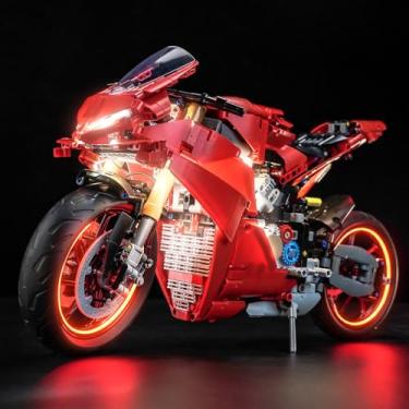 Imagem de LocoLee Kit de luz compatível com Lego Ducati Panigale V4 S motocicleta 42202 - sem apenas o modelo, acessórios de iluminação LED compatíveis com Lego Ducati Panigale V4 S 42202 (versão padrão)