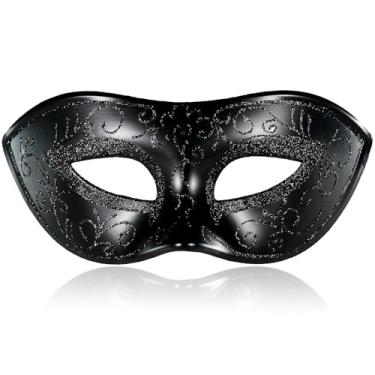 Imagem de MYSEUNI 2025 Nova máscara de máscara preta masculina, máscara de mascarada retrô veneziana para cosplay Halloween festa carnaval