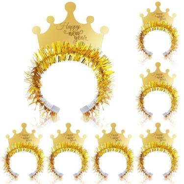Imagem de Solsew Pacote com 6 lembrancinhas de festa de feliz ano novo 2026 tiaras douradas véspera de ano novo tiara coroa dourada para celebrações e contagem regressiva 2026 suprimentos de feriado