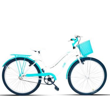 Imagem de Bicicleta Feminina Aro 26 Passeio Com Cestinha - Forss, Branco, Turque
