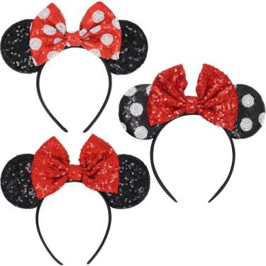 Imagem de Faixa de cabeça LIHELEI Minnie Ears Mouse Ears com laços de lantejoula