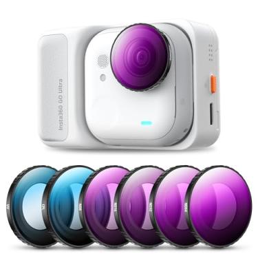 Imagem de Walking Way Conjunto de filtros UV ND PL compatível com kit de acessórios Insta360 Go Ultra, pacote com 6 lentes de câmera UV CPL ND8 ND16 ND32 ND64, filtro de densidade neutra polarizador, vidro