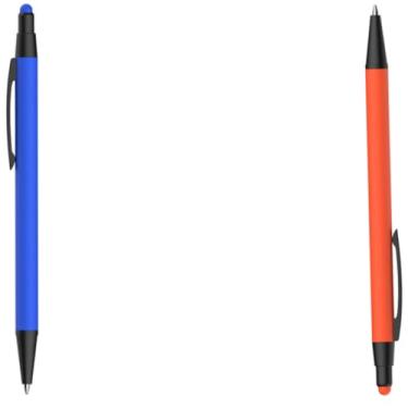 Imagem de Caneta Esferográfica em Metal Emborrachada com Ponta Touch, Escrita Azul, 25g, 1 Unidade (Azul e Laranja)