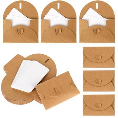 Imagem de Pacote com 8 envelopes de papel kraft vintage, envelopes recicláveis duráveis para convites de casamento, cartões comemorativos, notas de negócios e cartas pessoais