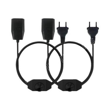 Imagem de Cabo De Alimentação Com Dimmer LED Preto E Branco, Plugue EU De 2 Pino