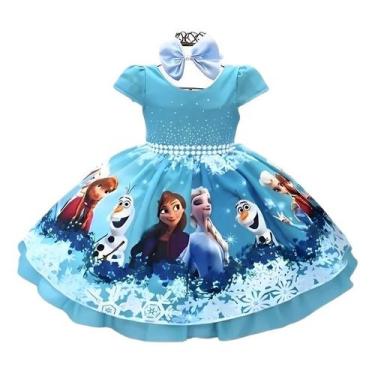 Imagem de Vestido Frozen Elsa Ana Aniversario Infantil Festa Luxo - Pingo De Gen