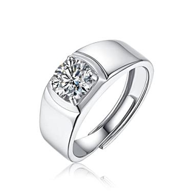 Imagem de Moissanite S925 Solitaire anel de noivado masculino, 2ct 3ct D cor VVS claridade redondo brilhante corte laboratório diamante clássico 4 garras prata esterlina 925 banhado a platina 18K promessa