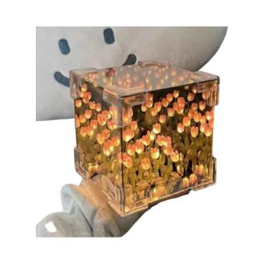Imagem de Luz Noturna LED Tulipa Criativa DIY Lâmpada De Mesa Cubo Mágico Espelh
