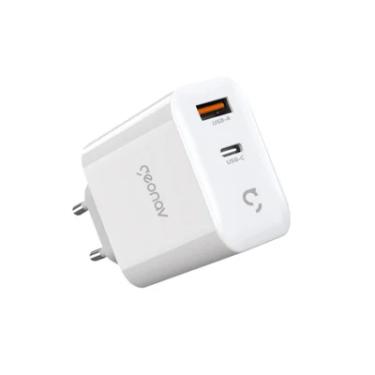 Imagem de Carregador de Tomada Geonav, 65W, USB-C E USB-A, Branco - Ch65pdqc