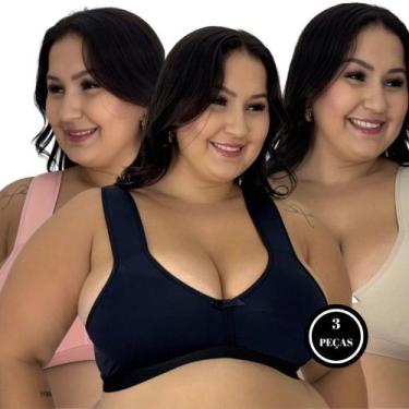 Imagem de Kit 3 Sutiã Plus Size com Alças Acolchoadas de Espuma - c1 KIT 3 CLÉO 