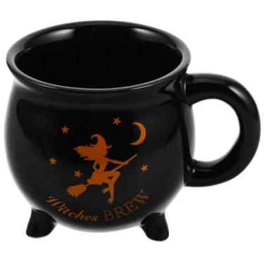 Imagem de GLEAVI Caneca de caldeirão de fermentação de bruxa: 450 ml canecas de café de bruxa de cerâmica preta copo de bebida para presentes de festa de aniversário de Natal Halloween