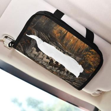 Imagem de SEHANY Suporte de lenços de carro Majestic Horse, caixa de lenços para carro, viseira solar, porta-guardanapos retangular, dispensador de máscara de carro, caixa de lenços de papel para automóveis