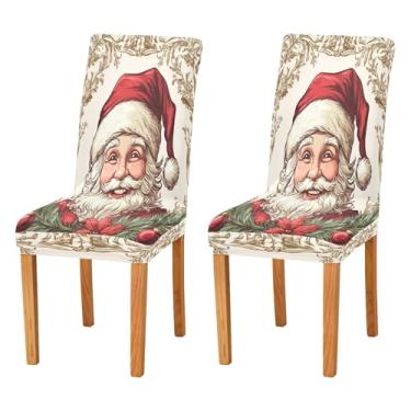 Imagem de SEHANY Conjunto de 4 capas de cadeira de gnomo de Papai Noel para sala de jantar, elástico, removível e lavável, para cozinha, hotel, festa, decoração de Natal