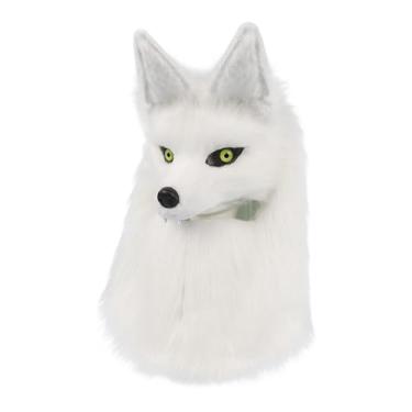 Imagem de UxicRuya Chapéu com Cabeça de Husky/Lobo, Acessório de Fantasia para Festas, Carnaval, Teatro e Apresentações à Fantasia, Branco