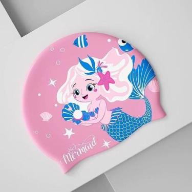 Imagem de Touca de Natação Profissional Infantil Silicone Impermeável, Proteção 