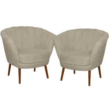 Imagem de Kit 02 Poltrona Pétala Flor Decorativa Suede Bege