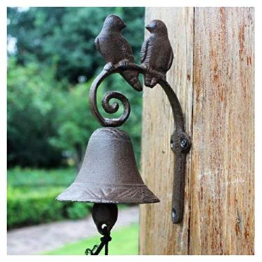 Imagem de Campainha de campainha de decoração antiga campainha criativa ferro fundido jardim decoração de parede campainha campainha de porta de ferro fundido
