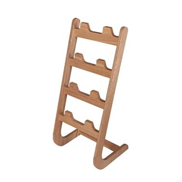 Imagem de Sapateira moderna de madeira maciça, chinelos de 4 níveis, entrada de prateleira, armário, corredor, organizador de sapatos para casa, suporte de sapatos independente, requintado, bonito (marrom claro