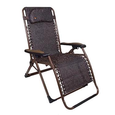 Imagem de ONDHGFBGB Espreguiçadeira portátil ao ar livre, cadeira reclinável ajustável com almofada de cabeça acolchoada, cadeira de praia dobrável de verão, tecido, cargas de 200 kg