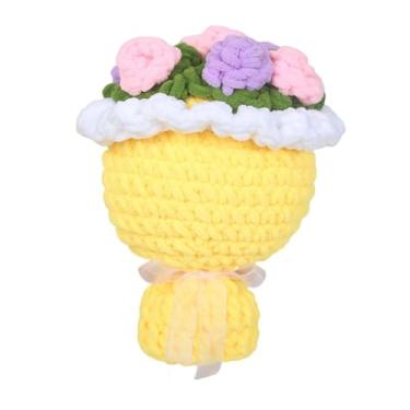 Imagem de Generic Buquê de flores tricotadas, flores artificiais, presente artesanal de Dia dos Namorados para namorada, buquê de rosas para o Dia dos Professores ou, Amarelo