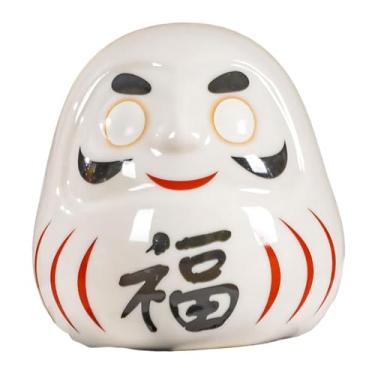 Imagem de Ｂｅｓｇａ Escultura de boneco Daruma japonês, ornamento multifuncional, estátua decorativa para restaurante, quarto, mesa, escritório e casa, Branco