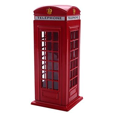 Imagem de Carhar Metal vermelho britânico inglês Londres cabine telefônica banco de moedas poupança cofrinho vermelho cabine telefônica 140x60x60mm
