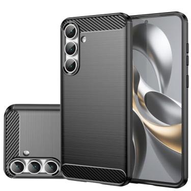 Imagem de Gufuwo Capa para Galaxy S25 FE, para Samsung S25FE 5G, capa de telefone fina de fibra de carbono TPU macia capa protetora antiarranhões à prova de choque para Samsung Galaxy S25 FE preta
